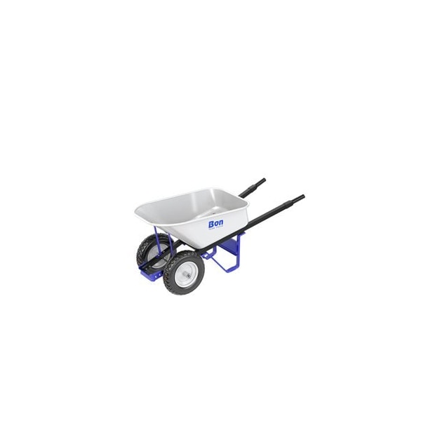 Bon Tool Trade Tough Steel Tray Wheel Barrow - 6 CU FT - Double Flat Free Tire - Steel Handle - 34-350
