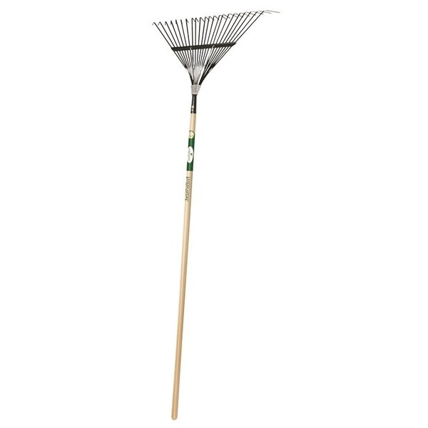 Landscapers Select LawnLeaf Rake, Steel Tine, 22Tine, Wood Handle, 54 in L Handle - 34585
