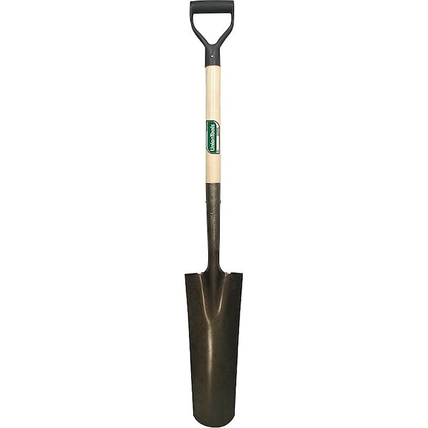 Union Tools Drain Spade Shovel, 6 in W Steel Blade, 27 in L Hardwood Handle W/ D-Grip - 47108