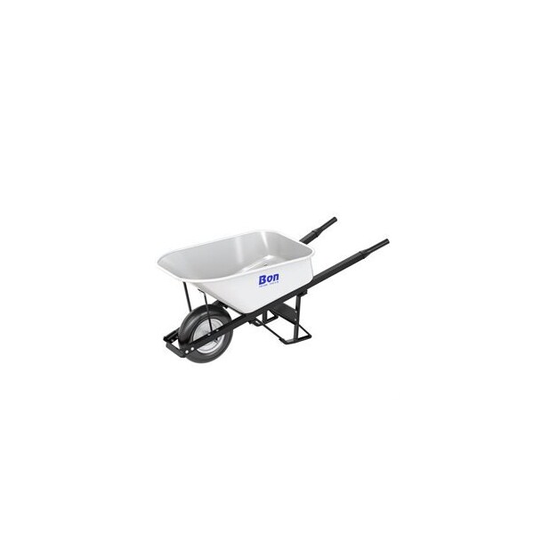 Bon Tool Steel Tray Wheelbarrow with Leg Stabilizer - 6 CU Feet - Single Ribbed Tire - Steel Handle - 34-264