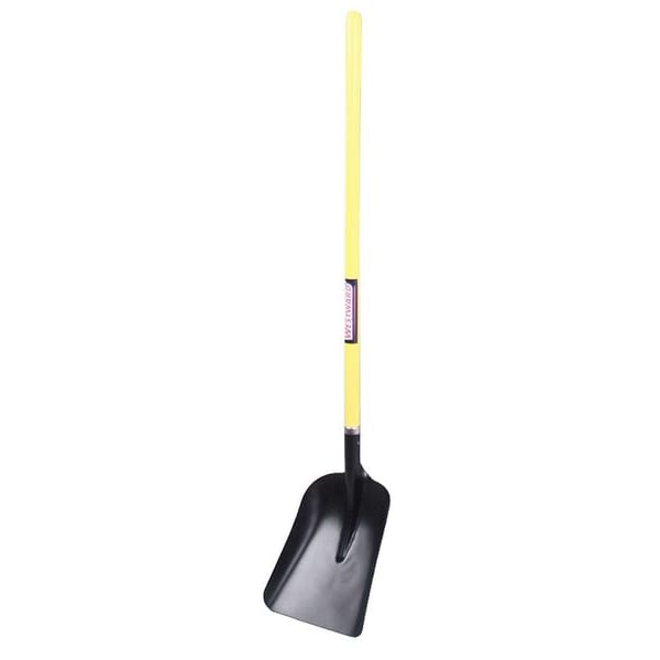 Westward No. 2 14 ga Scoop Shovel, Steel Blade, 43 in L, Yellow, Fiberglass Handle - 12U493