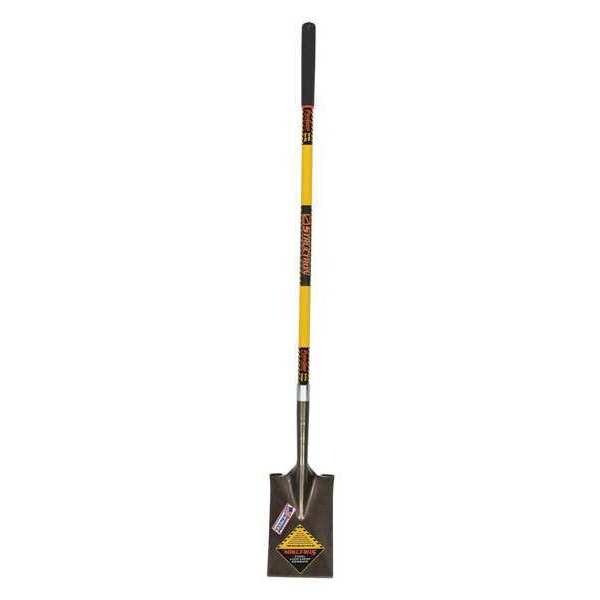 Structron Garden Spade Shovel, 14 ga #2 Blade, Steel Blade, Front Turn Step, 48 in L Yellow - 49553