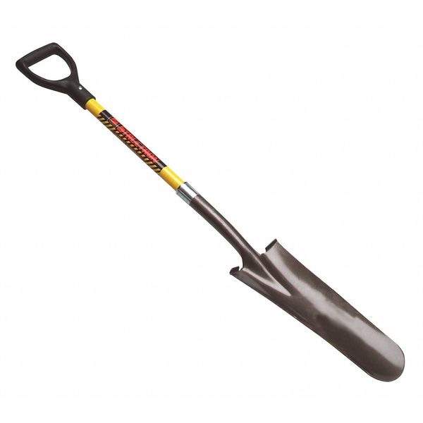 Structron Scoop Shovel, 14 ga #14 Blade, Aluminum Blade, Front Turn Step, 36 in L Yellow Fiberglass Handle - 49559GRA
