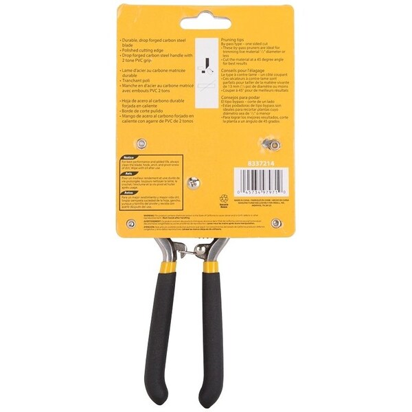 Landscapers Select Pruning Shear, 1/2 in Cutting Capacity, Steel Blade, Steel Handle, Cushion-Grip Handle - SE3218