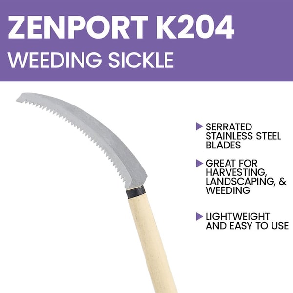 Zenport Harvest Knife Weeding Sickle, Stainless Steel Blade, 12PK - K204