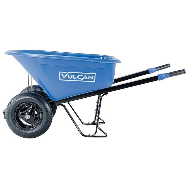 Vulcan Wheelbarrow, 7 cu-ft Volume, HDPE, 2-Wheel, Pneumatic Wheel, 16 in Wheel - PH7-S-2W-OR