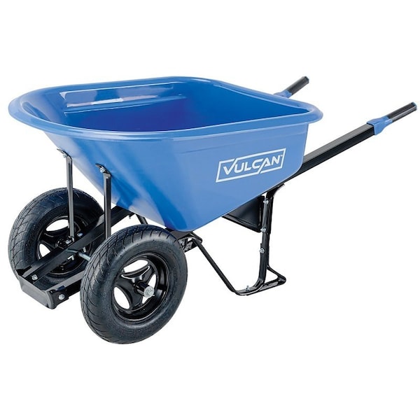 Vulcan Wheelbarrow, 7 cu-ft Volume, HDPE, 2-Wheel, Pneumatic Wheel, 16 in Wheel - PH7-S-2W-OR