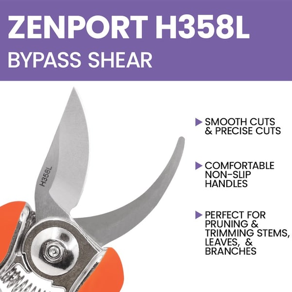 Zenport Curved Blade Micro Trimmer Bypass Shear, 6.5-Inch, 10PK - H358L