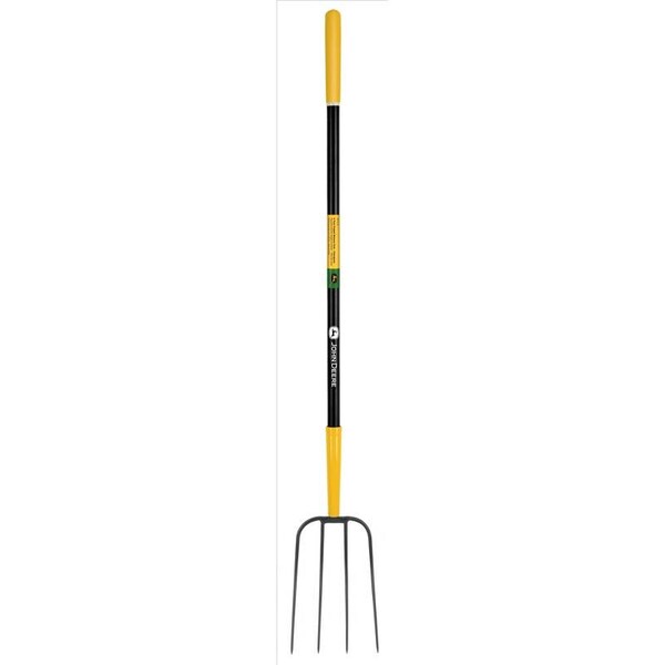 John Deere 4 Tine Steel Manure Fork 48 in. Fiberglass Handle - BPJ-4F-JD