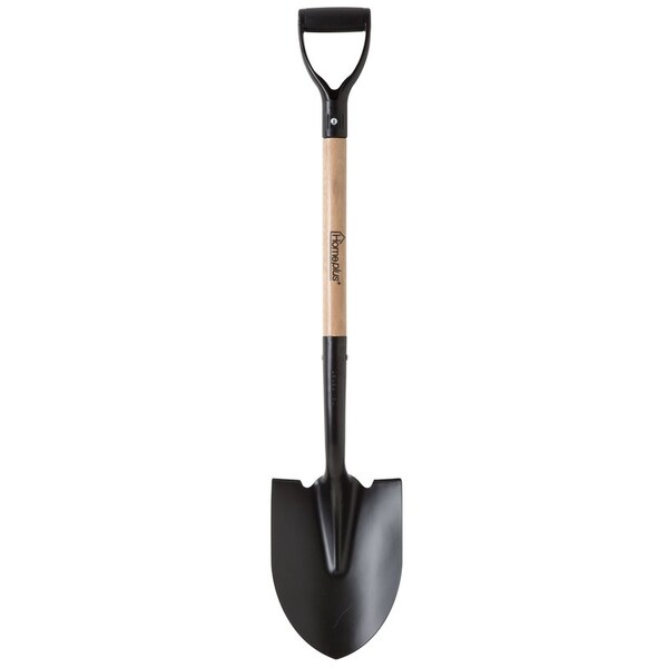 Home Plus+ 39 in. Steel Round Digging Shovel Wood Handle - PRY-P