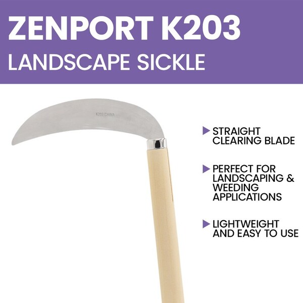 Zenport Landscape Sickle 7 in Carbon Steel Blade, 3PK - K203