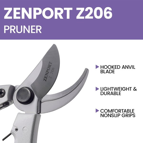 Zenport Deluxe Chrome-Plated Pruner, 7-Inch, 3PK - Z206
