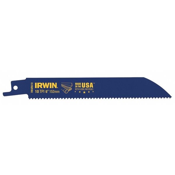 Irwin 6" L x General Purpose Cutting Recip Saw Blade, 6in, 10Tpi - 372610
