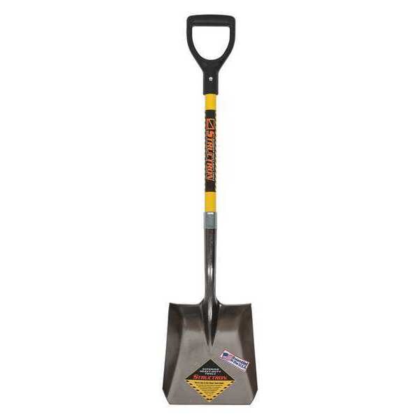 Structron Square Point Shovel, 14 ga #2 Blade, Steel Blade, Rear Rolled Step, 29 in L Yellow - 49742