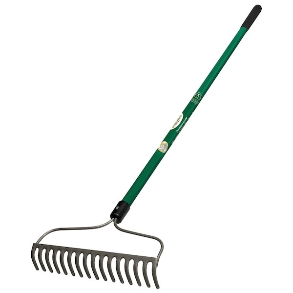 Landscapers Select Bow Rake, 16 in W Head, 16 Tine, Steel Tine, 60 in L Handle - 34583
