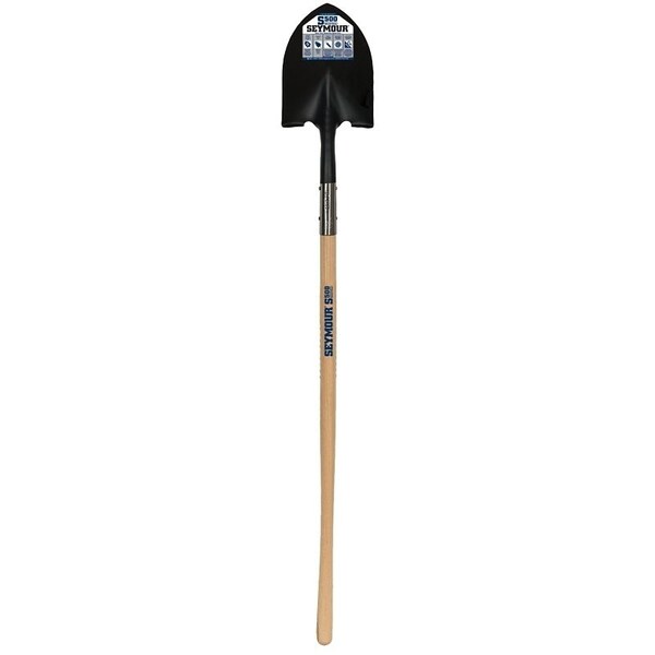 Seymour Midwest Shovel, 9-1/2 in W Blade, 14 ga, Steel Blade, Hardwood Handle, Long Handle, 48 in L Handle - 49330