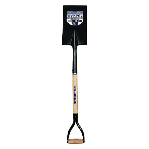 Seymour Midwest Garden Spade Shovel, 16 ga #2 Blade, Steel Blade, Rear Rolled Step, 30 in L Natural Wood Handle - 49334