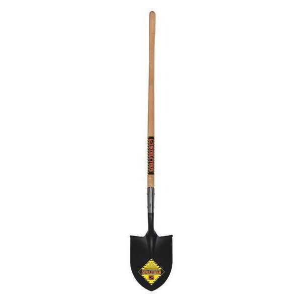 Structron Round Point Shovel, 14 ga #2 Blade, Steel Blade, Rear Rolled Step, 48 in L Natural Hardwood Handle - 49340