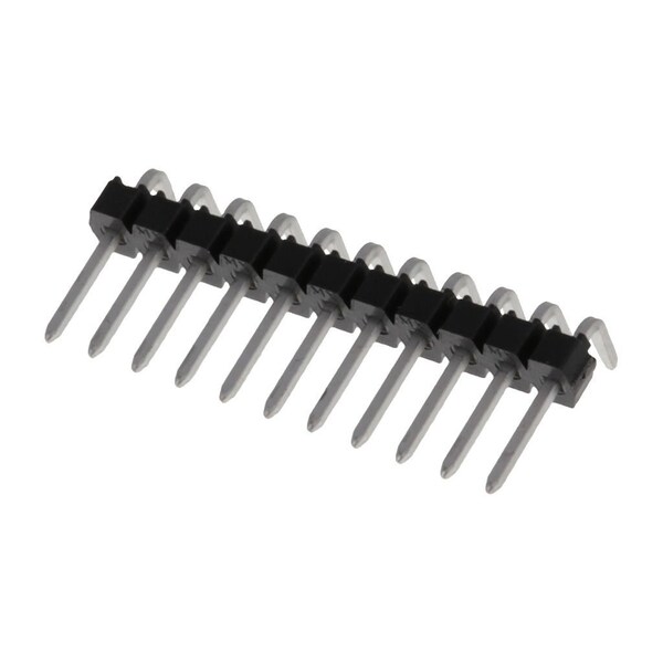 Conector de placa Molex, 11 contactos, 1 fila, macho, ángulo recto, paso de 0.1 pulgadas, terminal de soldadura, negro - 901210131.