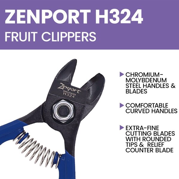 Zenport Forged Steel Bypass Fruit Clippers, 4.5-Inch, 6PK - H324