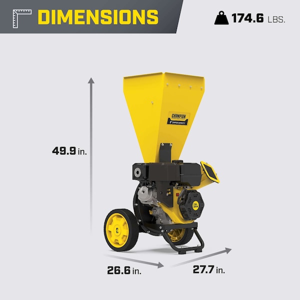Champion Power Equipment 3-Inch Portable Chipper-Shredder with Collection Bag, 338cc Engine - 201353