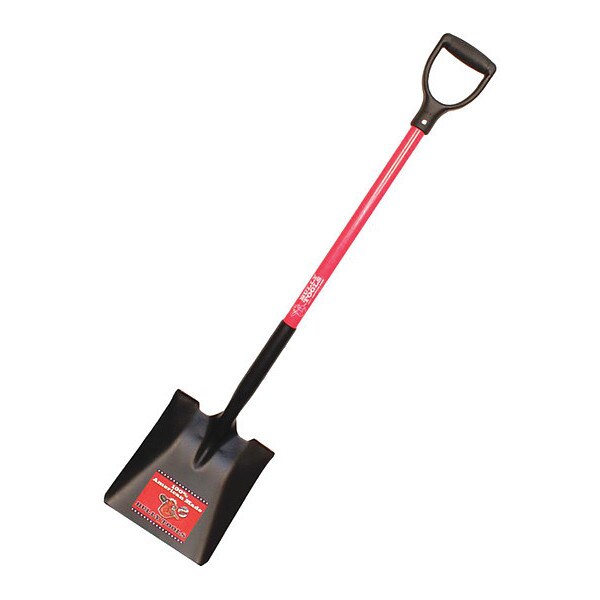 Bully Tools Square Point Shovel, 14 ga. Steel Blade, 46 in L Fiberglass Handle - 62520