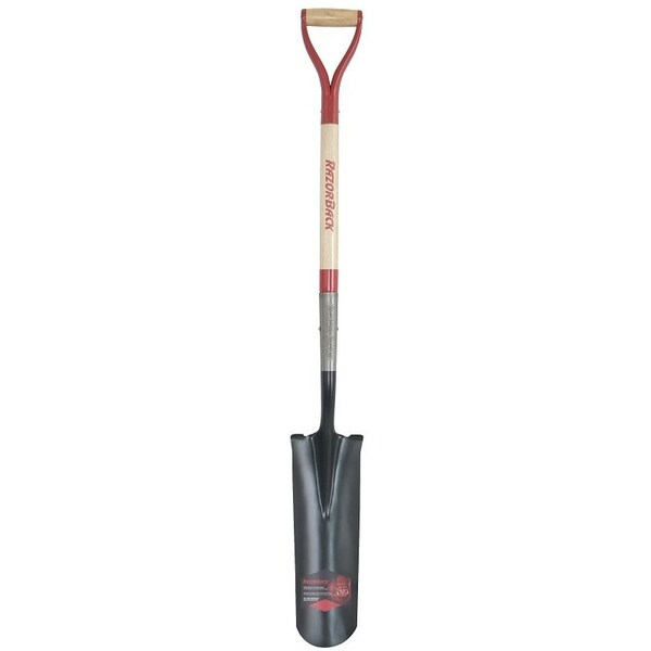 Razor-Back Drain Spade, 5-3/4 in W Blade, Steel Blade, Wood Handle, D-Shaped Handle, 30 in L Handle - 2597400