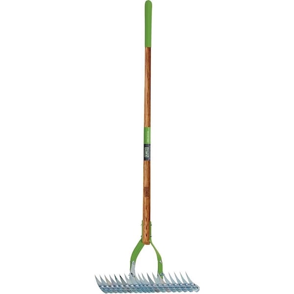 Ames Thatch Rake, 15 in W Head, 19-Tine, Steel Tine, 54 in L Handle - 2915100