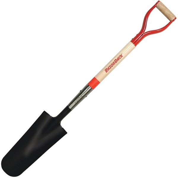Razor-Back Drain Spade, 6-1/8 in W Blade, Steel Blade, Hardwood Handle, D-Shaped Handle, 29 in L Handle - 47202