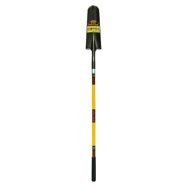 Structron Drain Spade Shovel, 14 ga Not Applicable Blade, Steel Blade, Forward Turn Step, 48 in L Yellow - 49558