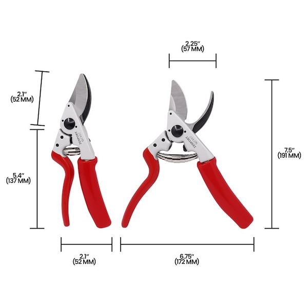 Zenport Rotating Professional Pruner, 1 in Cut, 8.25 in Long, 10PK - QZ407