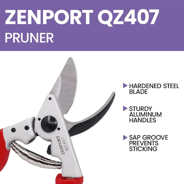 Zenport Rotating Professional Pruner, 1 in Cut, 8.25 in Long, 10PK - QZ407
