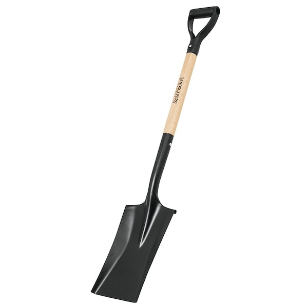 Landscapers Select Garden Spade Shovel, Steel Blade, 28 in L Wood Handle W/ D-Grip - 34449