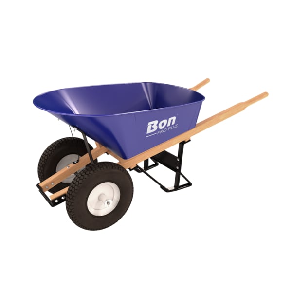 Bon Tool Barrow, Steel 6 Cubic Feet Tray, Double Knobby Tire Wood Handle - 11-676