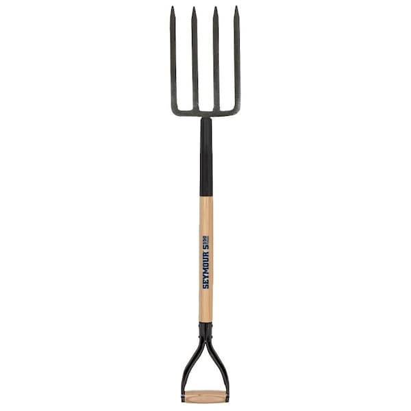 Seymour Midwest Spading Fork, 8 in L Tines, 4-Tine, Steel Tine, Hardwood Handle, 29 in L Handle - 49077