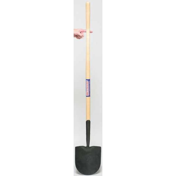 Westward 14 ga Round Point Shovel, Steel Blade, 48 in L, Natural Wood Handle - 4LVT3