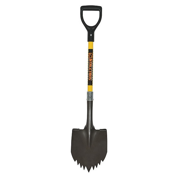 Seymour Midwest Round Point Shovel, 14 ga #2 Blade, Steel Blade, Standard Step, 40 in L Yellow Fiberglass Handle - 49632GR