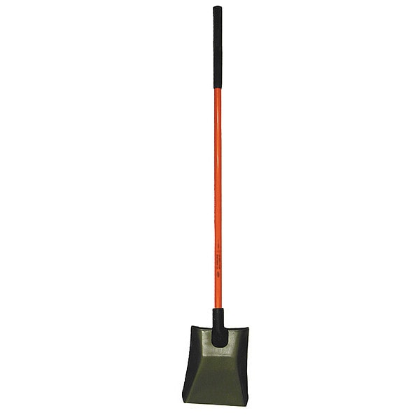 Nupla Square Point Shovel, 14 ga Steel Blade, Standard Step, 48 in L Black Fiberglass Handle - 6894315