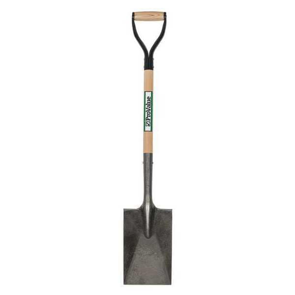 Seymour Midwest Garden Spade Shovel, 16 ga Steel Blade, Rear Rolled Step, 26 in L Natural Hardwood Handle - 49134
