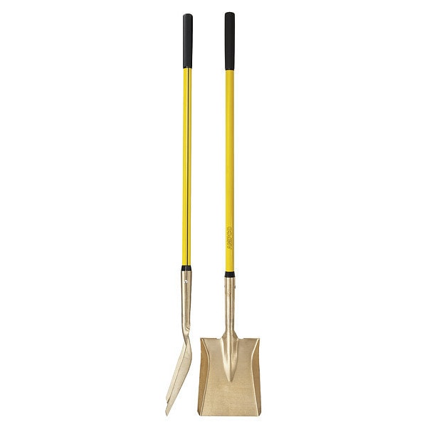 Ampco Safety Tools Square Point Shovel, Not Applicable Blade, Aluminum Blade, Standard Step, 47 in L Yellow - S-82FG