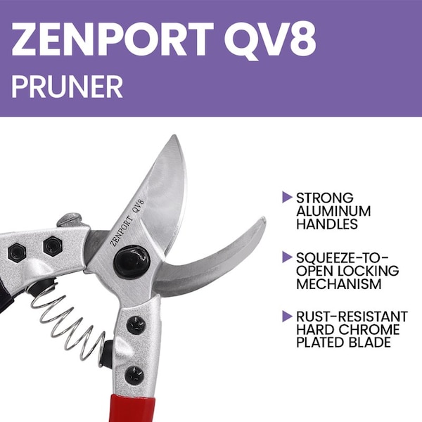 Zenport Q Series V8 Professional Chrome-plated Pruner, 3PK - QV8