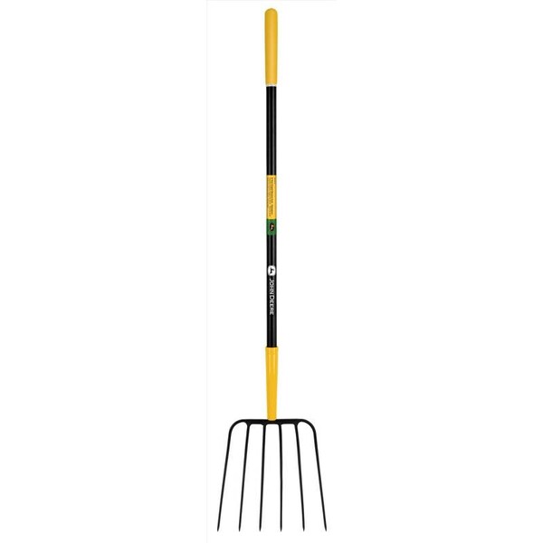 John Deere 6 Tine Steel Manure Fork 48 in. Fiberglass Handle - BPJ-6F-JD