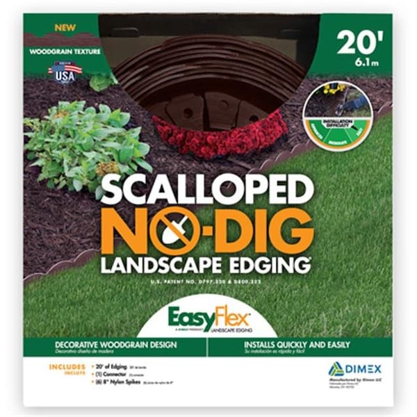 Dimex Dimex 251549 20 in. Decorative Landscape Edging Kit without Dig; Embossed Brown - 251549