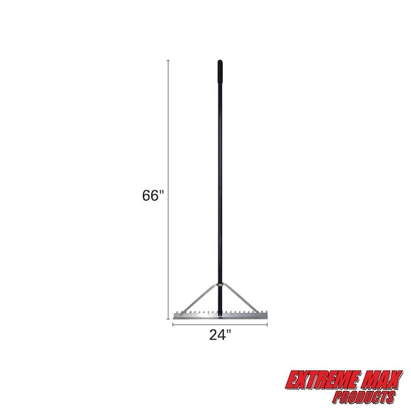 Extreme Max Extreme Max 3005.4233 24" Commercial-Grade Screening Rake for Beach and Lawn Care with 66" Handle - 3005.4233
