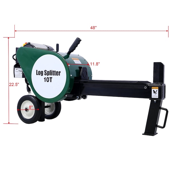 Edendirect 10 Ton Electric Log Splitter - 2HP, 16A, Double Flywheel, Portable Firewood Splitting Machine - ED-W465119827