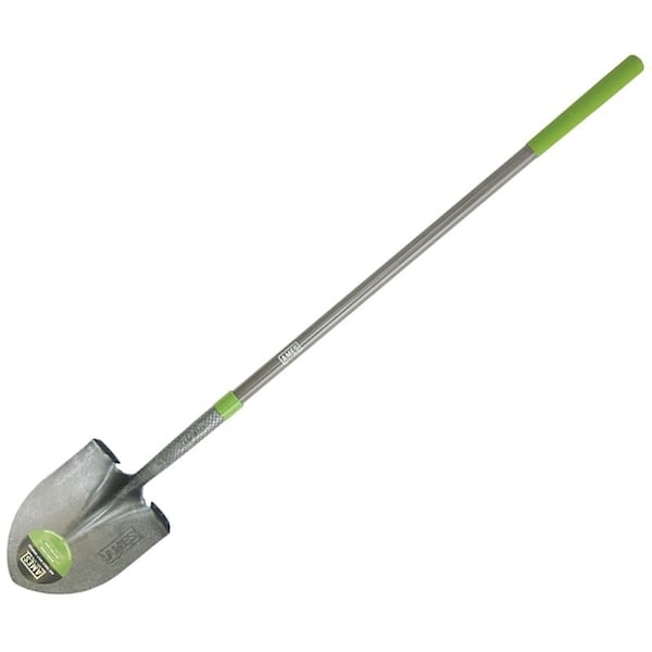 Ames Shovel with Crimp Collar, 8-3/4 in W Blade, Steel Blade, Fiberglass Handle, Long Handle, 48 in L Handle - 25332100