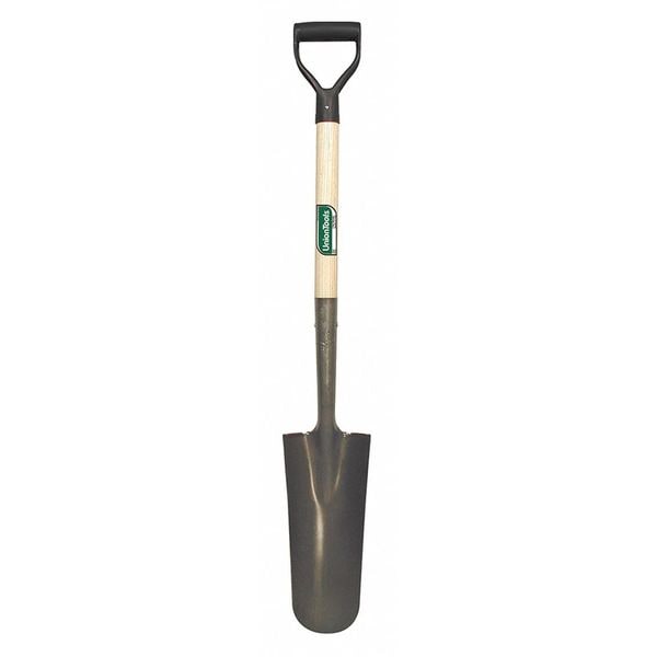 Union Tools Drain Spade Shovel, 14" Tempered Steel Blade, 27 in L Hard Wood Handle - 47107