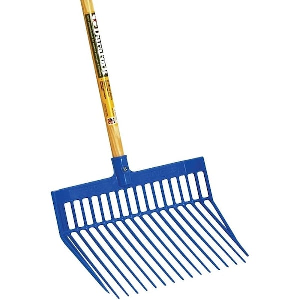 Little Giant Bedding Fork, Diamond Shaped Tine, Polycarbonate Tine, Wood Handle, Blue, 52 in L Handle - PDF1BLUE