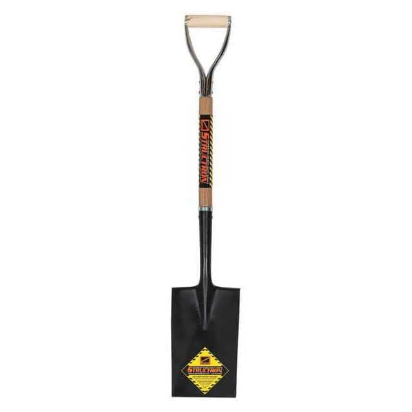 Structron Garden Spade Shovel, 16 ga #2 Blade, Steel Blade, Rear Rolled Step, 30 in L Natural Hardwood Handle - 49335