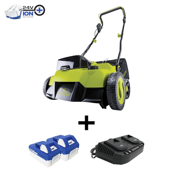 Sun Joe Sun Joe 48V iON+ Cordless 15-Inch 5-Position Walk-Behind Lawn Dethatcher - 24V-X2-DTS15
